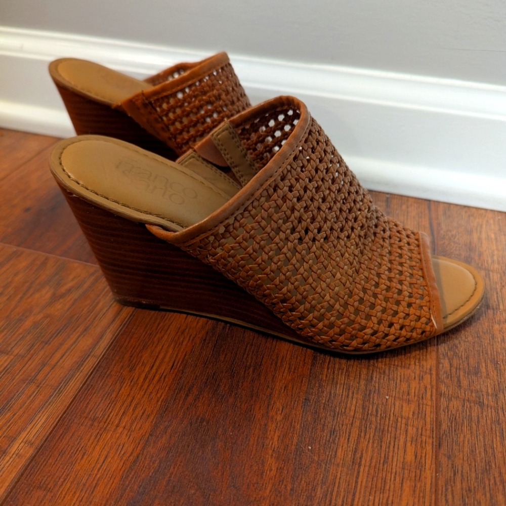 Franco Sarto Brown Woven Wedges
